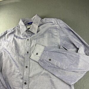 Teddy Stratford NYC Shirt Men's 4 Blue Dress Hidden Zipper Up Formal Wear